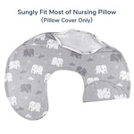 Nursing Pillow Cover, Elephant Breastfeeding Pillow Slipcover for Baby Boys & Girls, Animal Nursing Pillow Case for Newborn, Soft Fabric Fits Snug On Infant, Washable & Breathable (ONLY COVER)