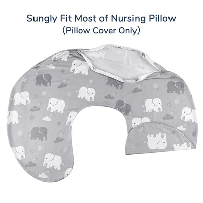 Nursing Pillow Cover, Elephant Breastfeeding Pillow Slipcover for Baby Boys & Girls, Animal Nursing Pillow Case for Newborn, Soft Fabric Fits Snug On Infant, Washable & Breathable (ONLY COVER)