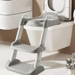 PandaEar Toilet Potty Training Seat with Step Stool Ladder, Comfortable Safe Potty Seat with Anti-Slip Pads Ladder for Kids Boys Girls Toddlers (Grey)
