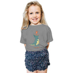 Toddler Baby Boys Girls Graphic T-Shirt Tops Oversized Shirt Kids Funny Cute Dinosaur Printed (Grey, 12-18 Months)