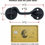 Raswik 4” Privacy Hook and Eye Gate Door Latch Easy Lock for Sliding Barn Doors, Black