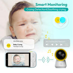 Ellie Baby Monitor, 5" IPS Screen, 1080P HD No WiFi Camera, 6000mA Battery Life, 1000ft Long Distance, Smart Monitoring: Cry Detection, Virtual Fench, Sleep Analysis, 24hrs Playback, Anti-Noise