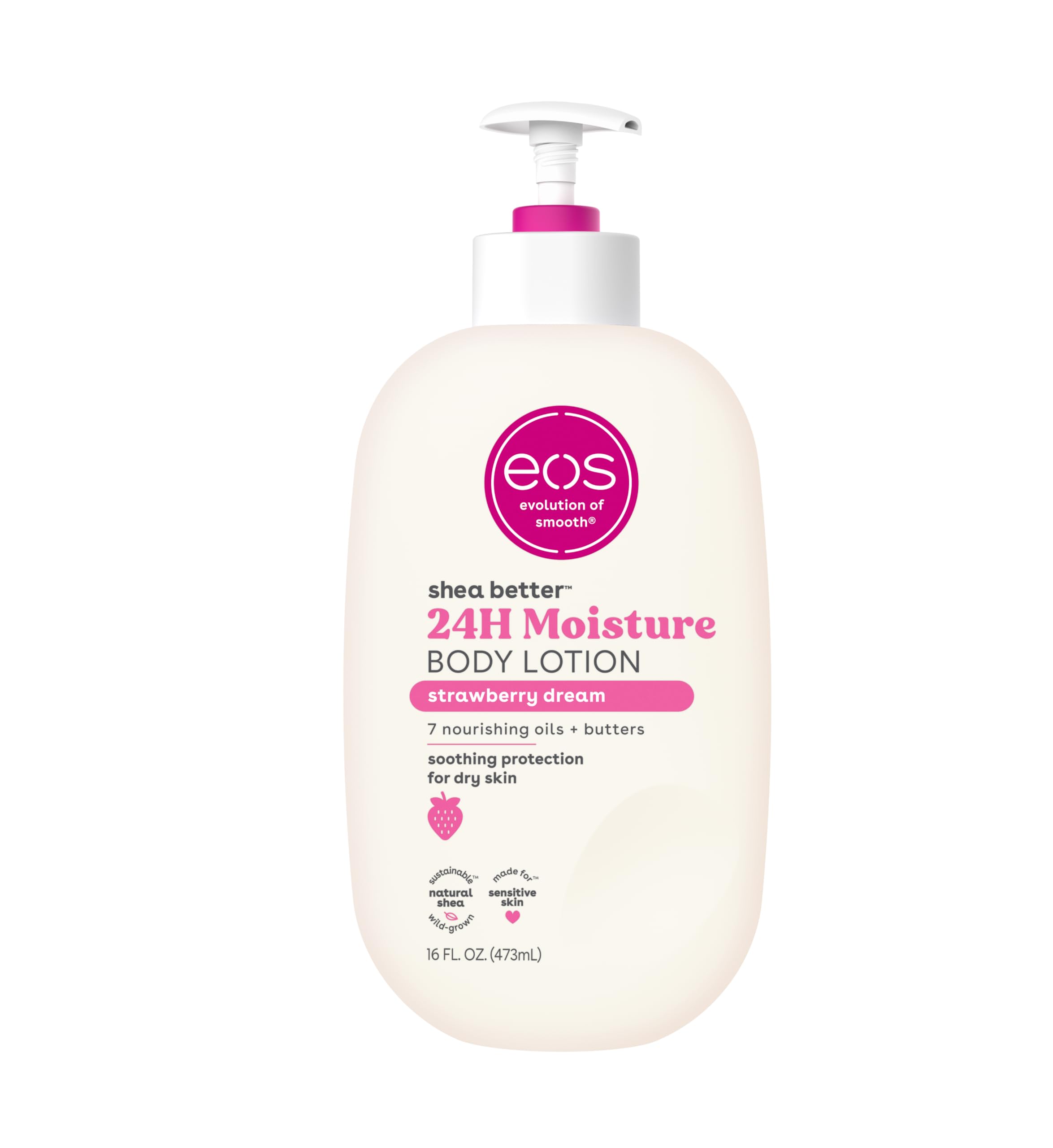 eos Shea Better Body Lotion- Vanilla Cashmere, 24-Hour Moisture Skin Care, Lightweight & Non-Greasy, Made with Natural Shea, Vegan, 16 fl oz