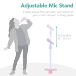 Best Choice Products 19in Kids Toy Guitar, Pretend Play Musical Instrument Toy for Toddlers w/Mic, Stand, 8 Demo Songs, Lights & Sounds - Soft Pink