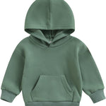 Toddler Baby Boy Girl Hoodies Solid Color Long Sleeve Kangaroo Pocket Hooded Sweatshirt Top Fall Winter Clothes
