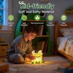 Frog Night Light with Big Eyes, Soft Silicone Nursery Night Light for Kids, Rechargeable Dimmable Frog Lamp with Timer, Room Decor Kawaii Toys and Gifts for Boys and Girls