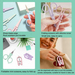 Gkofiey 5Pcs Pastel Mini Folding Scissors with Safety Cap Small Telescopic Stainless Steel Portable Pokect Little Travel Kids Shears Tiny Cutter for Cutting, Scrapbooking, Crafting, Sewing, S-M5.2