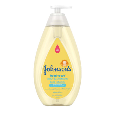 Johnson's head to toe wash & shampoo bottle on a white background