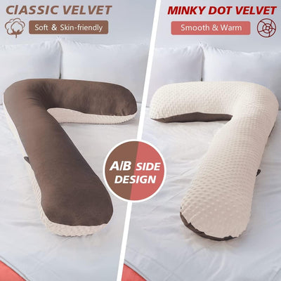 INSEN Pregnancy Pillows, L Shaped Full Body Maternity Pillow with Removable Cover, 57 Inch Pregnancy Pillows for Sleeping, Blue Jersey Cotton