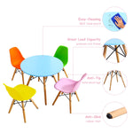 Costzon Kids Table and Chair Set, 5 PCS Mid-Century Modern Style Kids Desk Set w/Wood Legs, Iron Frame for Dining Drawing Playing & Strong Bearing Capacity, Toddler Table and Chairs (Colorful)