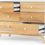 dadada Baby Merry 6-Drawer Dresser Modern Nursery Dresser with Natural Wood Fronts, Soft-Close Drawers, Anti-Tip Safety Kit, Baby-Safe Finish Spacious Storage for Nursery & Home (White/Natural)