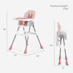 Dream On Me TableTalk 2-in-1 High Chair for Baby & Toddler – Convertible High Chair to Junior Chair, Removable Padded Seat, Dual Dishwasher-Safe Trays, Styrdy Steel Frame, Quick Folding Design – Pink