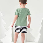 Kucnuzki Baby Boy Clothes 12-18 Months Baby Boy Outfit Toddler Boy Short Sleeve Graphic Tees Green T Shirts Boys Shorts Set Boys' Clothing Sets