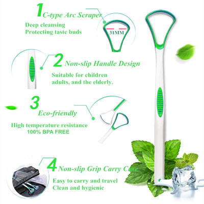 Tongue Scraper Cleaner 100% BPA Free Tongue Scrapers with Travel Handy Case for Adults & Kids, Healthy Oral Care, Easy to Use, Help Fight Bad Breath (6 PACK)