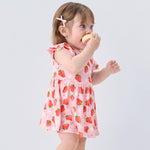 pureborn Baby GIrls Viscose from Bamboo Bodysuit Dress Ruffle Sleeve Romper Twirl Skirt Playwear Dresses Strawberry 9-12M