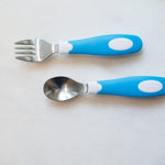 Dr. Brown's Soft-Grip Spoon and Fork Utensil Set, Safe Silverware for Toddlers, Blue, 12m+ – 2-pack