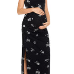 Smallshow Women's Split Long Maternity Dress Sleeveness Ruched Pregnancy Clothes Medium SVP121