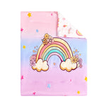 PERFEMET 4 Pieces Toddler Bedding Set Colorful Rainbow Toddler Comforter Set for Girls Pink Blue Purple Tie Dye Kids Bed Set Soft Reversible Star Printed Girl Bed in A Bag (Rainbow Flower, Pink)