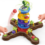 Dinosaur Ball Drop Toy for 3 4 5 6 7 8 Years Old Kids, Dino Spin Twister Toddlers Toy, Shoot Balls Toddler Montessori Toys Gifts for 3-6 Year Old Boys Girls, 2 Players PK Mode