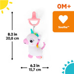 Bright Starts SootheMate Plush Baby Teether Toy, Unicorn, Detachable Pacifer-Shaped Teether for Newborns & Up