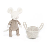 Jellycat Rock-a-Bye Mouse with Basket Stuffed Animal, 8 inches - Mouse Plush Toy - Classic Children's Gift