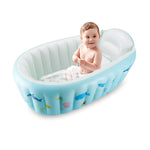 PandaEar Baby Inflatable Bathtub, Portable Travel Baby Infant Bath Tub Toddler Bathtub with Air Pump, Foldable Non-Slip Shower Basin Mini Air Swimming Pool for Newborn (Whale Blue)