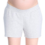 Motherhood Maternity Women's Casual Soft Stretchy Smocked Waist Lounge Pregnancy Shorts with Side Pockets, Heather Grey, Large