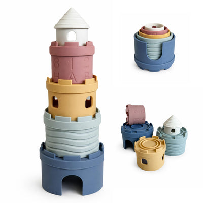 Hippypotamus Stacking Cups - Silicone Baby Stacking Toys - Montessori Soft Nesting Cups for Babies - Castle