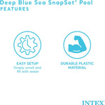 Intex Deep Sea Blue 8 Feet x 18 Inch SnapSet Instant Round Plastic Above Ground Swimming Kiddie Pool for Ages 3 Years and Up, Blue