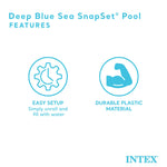 Intex Deep Sea Blue 8 Feet x 18 Inch SnapSet Instant Round Plastic Above Ground Swimming Kiddie Pool for Ages 3 Years and Up, Blue
