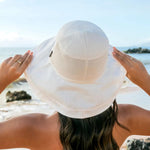 Women's-Mesh-Sun-Hats Wide-Brim Summer Beach Bucket Caps for Girls Outdoor-UV-Protection Foldable-Fishing-Hat Chin Strap Beige
