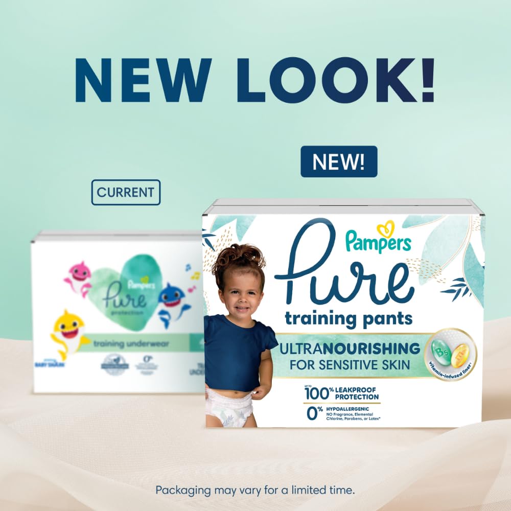 Pampers Pure Protection Training Underwear, Unisex, Size 3T4T, 92 Count, Premium, Hypoallergenic, Soft, Absorbent