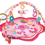 Pink Baby Acctivity Play Gyms Playmats Colorful Infants Toddler Play Mat with Arches, Activity Toys, Plush Animals, Elephant