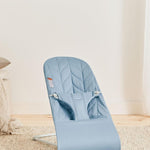 BabyBjörn Bouncer Bliss, Blue, Woven, Petal Quilt | 2-in-1 Adjustable Baby Bouncer Seat and Toddler Chair, Newborn to Toddler (8-29 lbs), 4 Positions, Lightweight & Portable