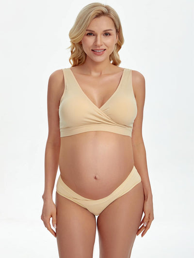 Angelhood 6 Pack Womens Cotton Maternity Underwear,Healthy Maternity Pregnancy Panties Postpartum Mother Under Bump Underwear Large