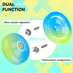 Yoyo K2 Crystal - Professional Responsive Yoyo for Kids 8-12, Dual Purpose Yo Yo for Adults Advanced + Extra Unresponsive Bearing + 12 Yo-yo Strings+Storage Bag + Removal Tool ( SkyBlue Yellow)