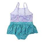RuffleButts Girls UPF50+ Sun Protection Princess Sleeveless One Piece Swimsuit - Magical Mermaid, 5