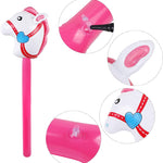 TOSAMZOO 2 Inflatable Horse Heads - Funny Stick Horse Toys for Kids' Birthday Parties (37 Inch Pink)