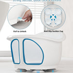 GiggleGlow Baby Bath Seat for Babies 6-12 Months, Bath Tub for Baby with Non-Slip Suction Cups, Infant Bath Chair for Newborn, Quick-Dry Mesh (Blue & White)