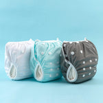 ALVABABY Baby Swim Diapers 3pcs One Size Reuseable Washable & Adjustable for Swimming Lesson & Blue Gray White 3SWY18