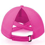 BAOPLAYKIDS Little Girls Criss Cross Ponytail Hat Toddler Mesh Baseball Cap Kids Quick Dry Outdoor Summer Sports Hats Ponycap Age 3-8 Hot Pink