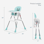 Dream On Me TableTalk 2-in-1 High Chair for Baby & Toddler – Convertible High Chair to Junior Chair, Removable Padded Seat, Dual Dishwasher-Safe Trays, Styrdy Steel Frame, Quick Folding Design – Aqua