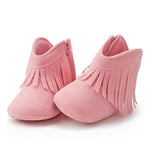 Meckior Baby Girls Cowboy Tassel Boots Side Zipper Moccasins Soft Bottom Non-Slip Toddler Shoe