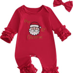 My First Christmas Baby Girl Outfit Santa Long Sleeve Romper Jumpsuit Onesie Christmas Newborn Girl Outfits Clothes