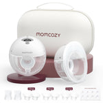 Momcozy M5 Hands-Free Wearable Breast Pump, Double-Sealed Flange for Baby-Like Comfort, 3 Modes & 9 Suction Levels, Portable Electric Pump – 24mm, 2-Pack Cozy Red