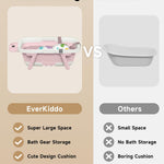 EverKiddo Collapsible Baby Bathtub, Laege Infant Bath Tub with Thermometer & Cute Soft Cushion for Newborn to 36-Month Toddlers, Storage and Non-Slip Feet Design, Baby Bath Gift (Pink)
