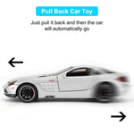 Guarsiliymi SLR Race Car Model, Die-cast 1:32 Scale Toy Cars with Light and Sound, Alloy Pull Back Car for Kids Adults, Collectible Birthday Gift (Silver)