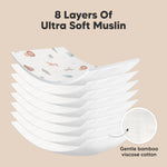 5-Pack Muslin Burp Cloths Baby Boy, Girl - Very Absorbent Baby Burp Cloth Rags, 8-Layers Viscose Derived from Bamboo Cotton Muslin Towel, Super Soft Spit Up Rags, No Shrink Washcloths (Wilderness)