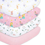 Plushii Crib Sheets for Baby Boys 4 Pack, 28"x 52" Extra Soft Microfiber Crib Sheet Set for Standard Crib & Toddler Mattress Pad, Dinosaur & Elephant & Stars & Navy Blue