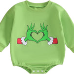 Amiblvowa My First Christmas Baby Boy Girl Outfit Long Sleeve Oversized Crewneck Sweatshirt Shirt Bubble Romper Xmas Clothes